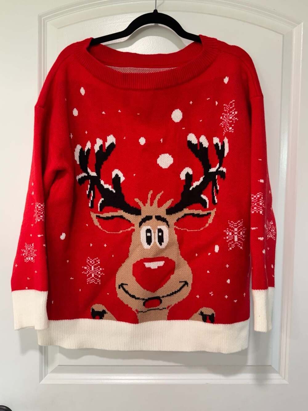 Christmas Reindeer Ugly Sweater Large Oversized Cozy Holiday Novelty Knit
